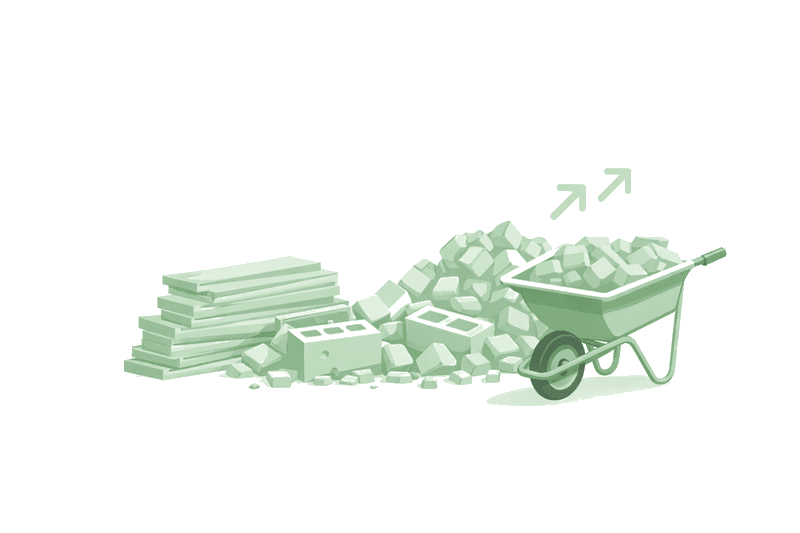 Construction debris removal illustration